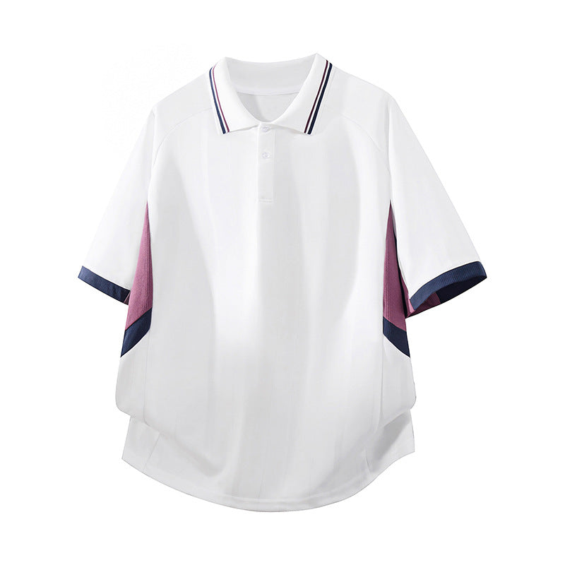 Unisex Boxy Oversize Polo-Shirt aus technischem Funktionsjersey mit Kontrastpaneelen und Raglanärmeln Drune