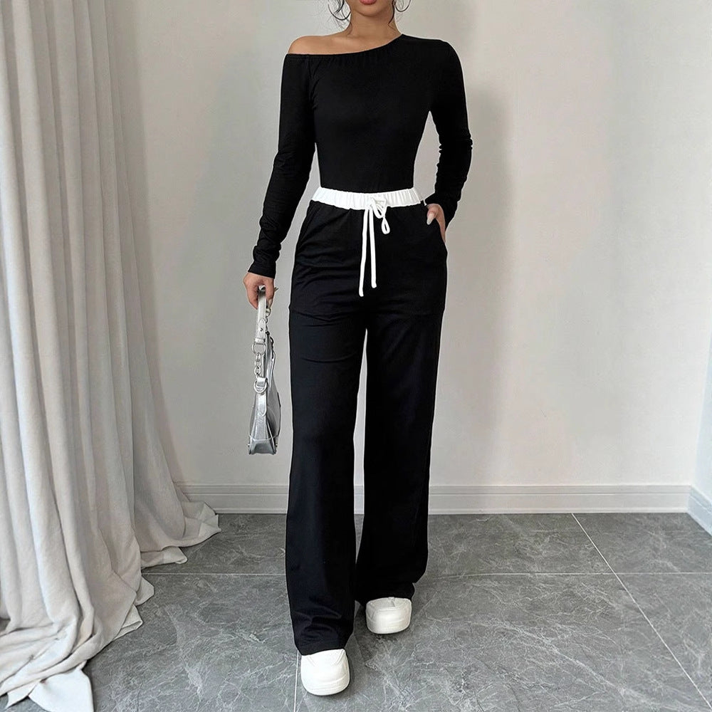 Damen Elegantes Jumpsuit mit asymmetrischem Oberteil und weitem Bein Drune
