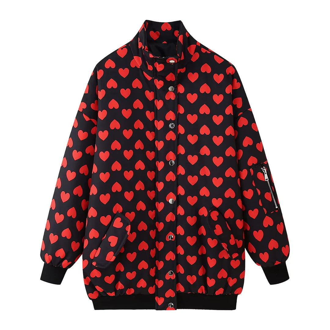 Damen nan gesteppte Oversize-Bomberjacke mit Stehkragen, elastischen Bündchen und Ärmeltasche Drune