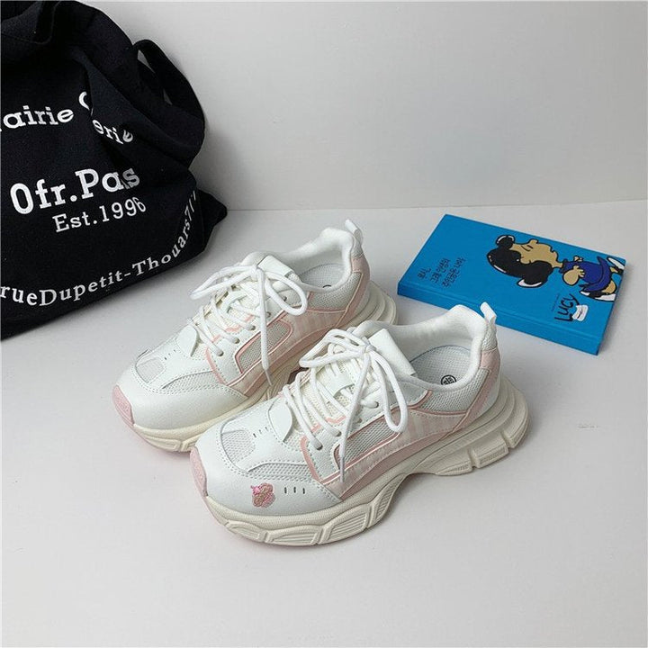 Damen modische Sneakers mit aufgepolsterter Sohle und atmungsaktiver Mesh-Oberfläche Drune
