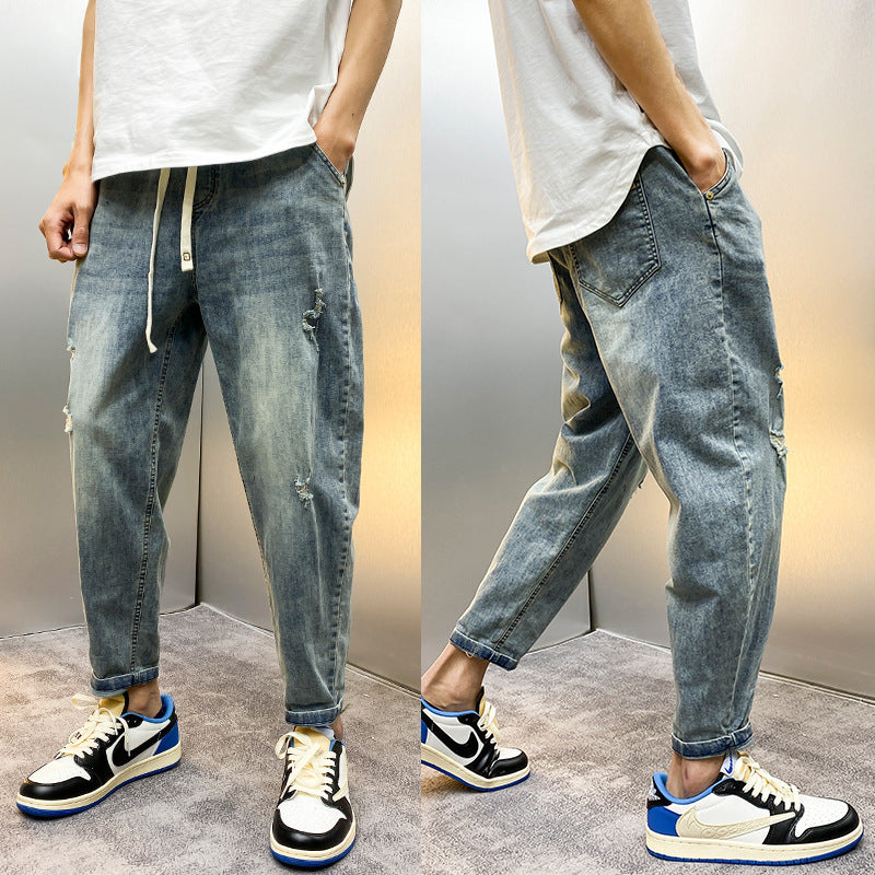 Herren Bequeme Destroyed Jeans Drune