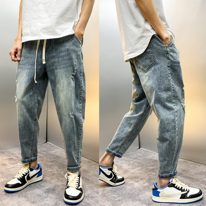 Herren Bequeme Destroyed Jeans Drune