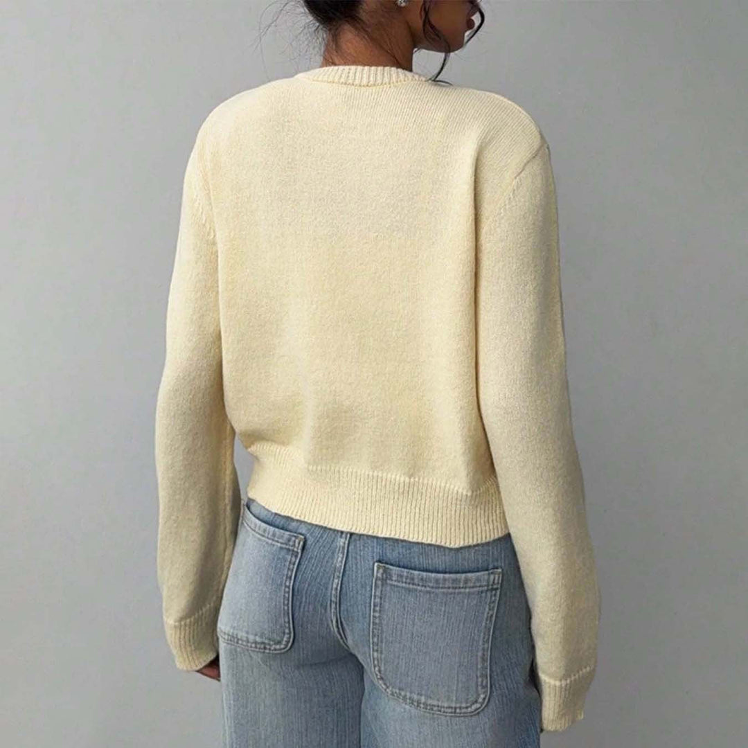 Damen leichte Strickjacke mit Knopfdetails und Rundhalsausschnitt Drune