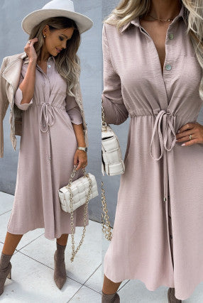 Damen Hemdblusenkleid mit taillierbarem Gürtel Drune