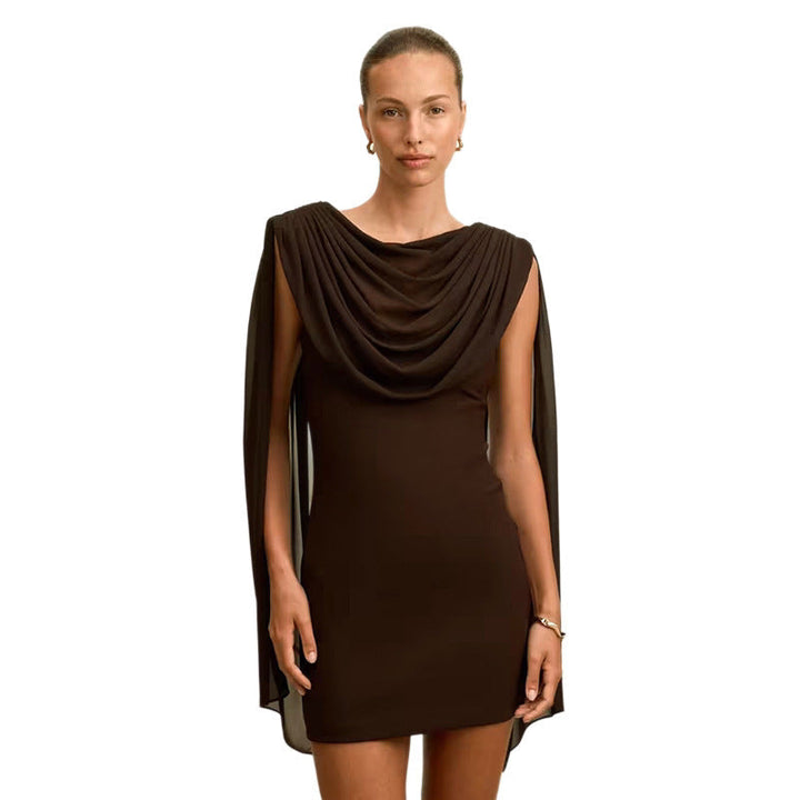 Damen Elegantes Wickelkleid mit drapierter Schulterpartie Drune