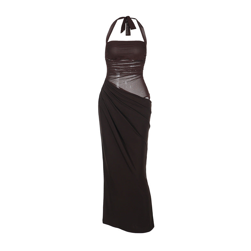 Damen elegantes Wickelkleid mit schulterfreiem Design und fließendem Stoff Drune