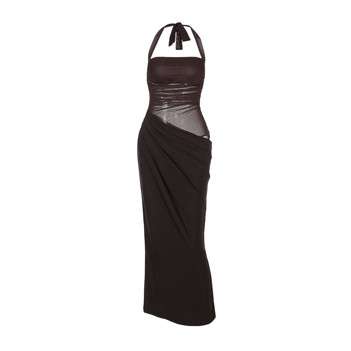 Damen elegantes Wickelkleid mit schulterfreiem Design und fließendem Stoff Drune