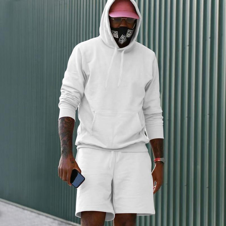 Drune Herren Hoodie-Shorts-Set mit Kängurutasche