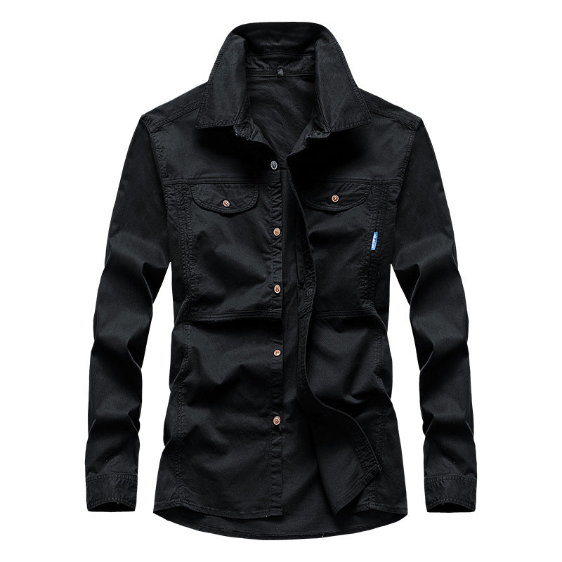 Herren Leichtes Canvas-Fieldshirt mit Brustklappen und Hemdkragen Drune