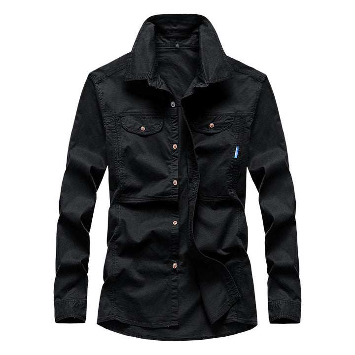 Herren Leichtes Canvas-Fieldshirt mit Brustklappen und Hemdkragen Drune