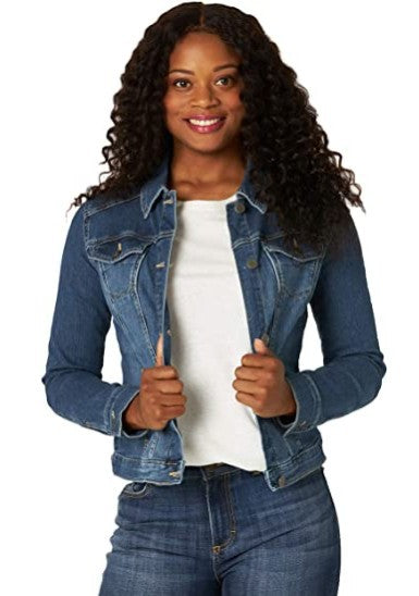 Damen klassische Denimjacke mit dekorativen Nähten Drune