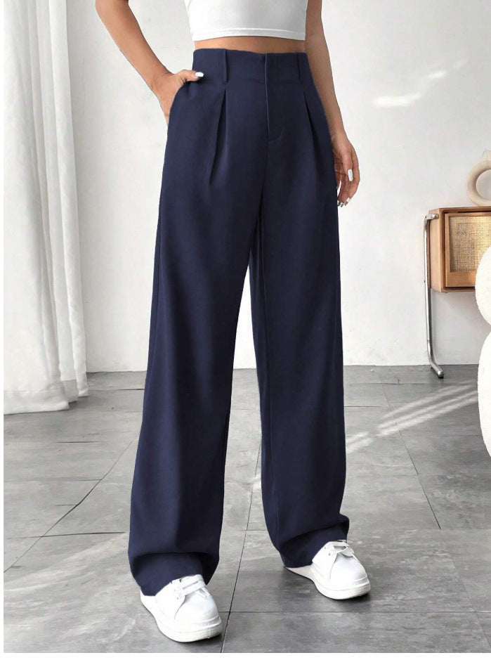 Damen Elegante Bundfaltenhose mit weitem Schnitt Drune