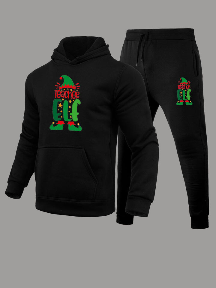 Damen Hoodie und Jogginghose Set mit festlichem Weihnachtsmotiv Drune