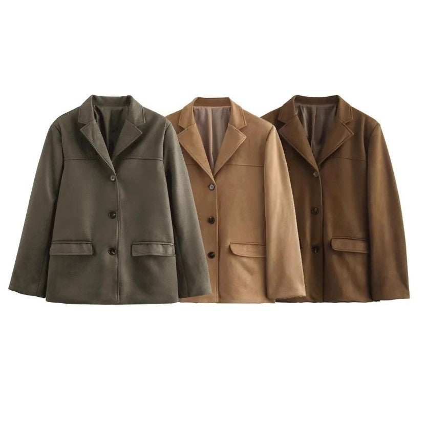 Damen modischer Wollblazer mit Taschen und hochwertiger Verarbeitung Drune