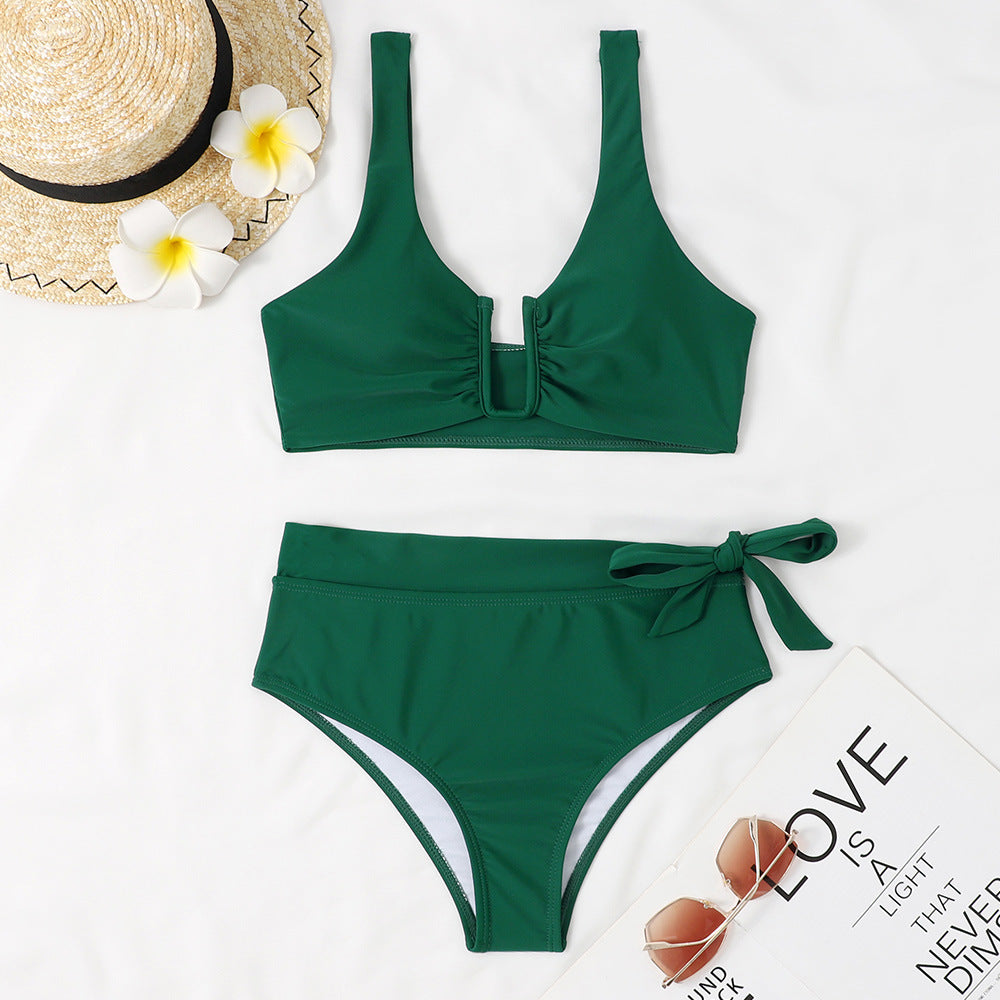 Damen Bikini-Set mit elegantem Knotendesign und hoch taillierter Hose Drune