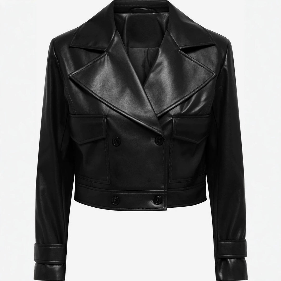 Damen Cropped Lederjacke Drune