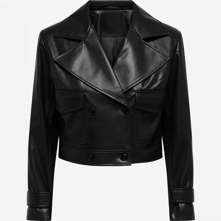 Damen Cropped Lederjacke Drune