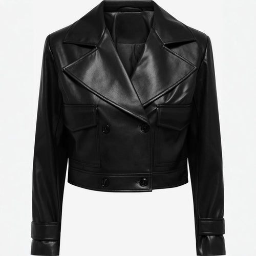 Damen Cropped Lederjacke Drune