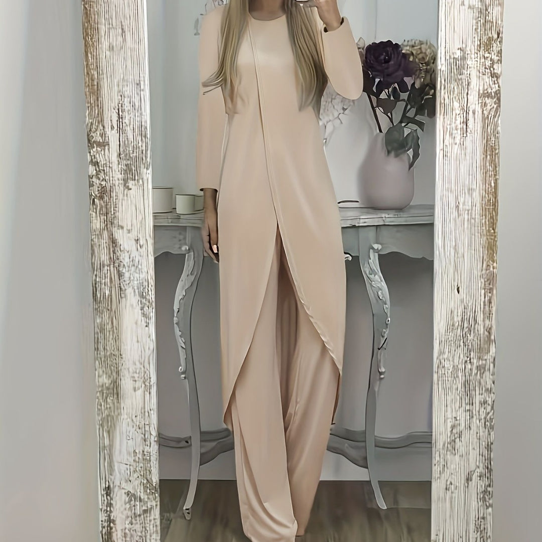 Damen Elegantes Maxikleid mit Wickeloptik, asymmetrischer Drapierung und vorderem Schlitz Drune