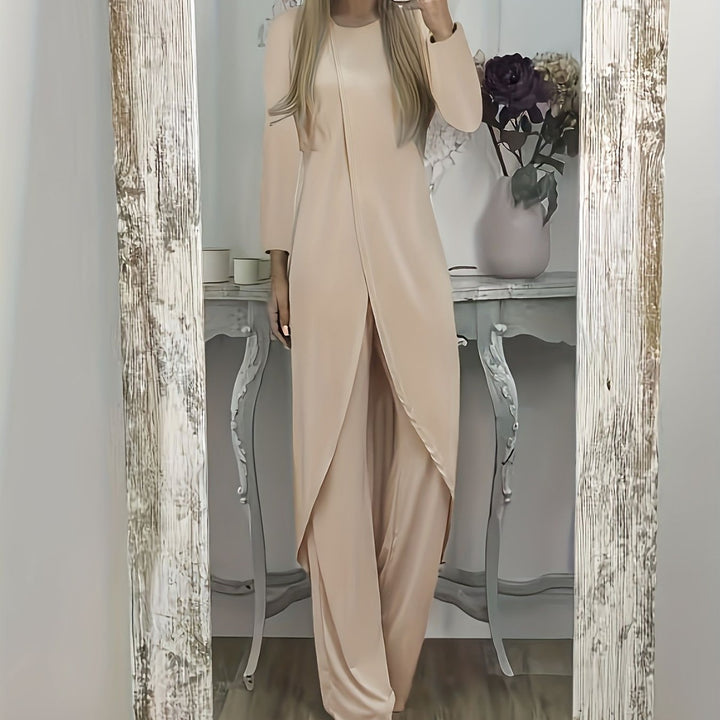 Damen Elegantes Maxikleid mit Wickeloptik, asymmetrischer Drapierung und vorderem Schlitz Drune