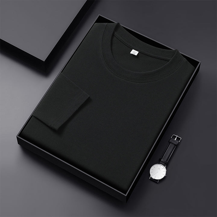 Herren Langarmshirt aus Premium-Baumwollmix mit Rundhalsausschnitt und feiner Rippstruktur Drune