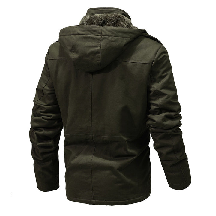 Herren Utility-Canvas-Parka mit Taillenzug, Cordkragen und Zip-Brusttasche Drune