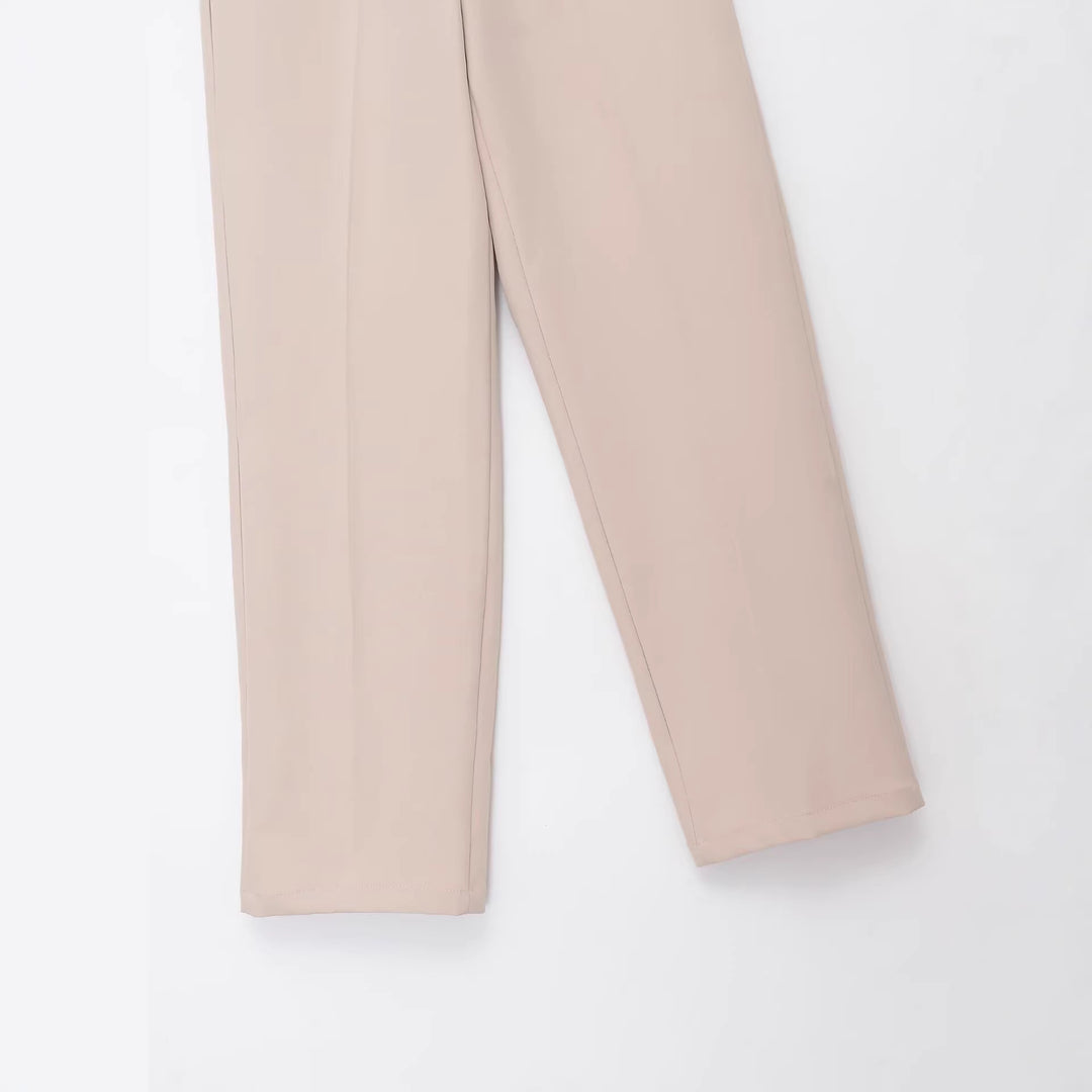 Damen Weite Palazzo-Hose mit elastischem Kontrastbund und Bügelfalten Drune