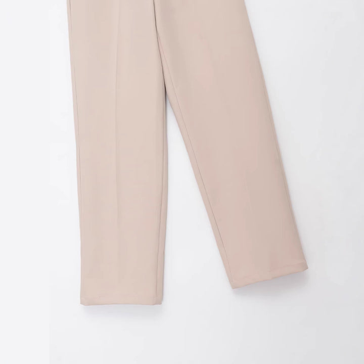 Damen Weite Palazzo-Hose mit elastischem Kontrastbund und Bügelfalten Drune