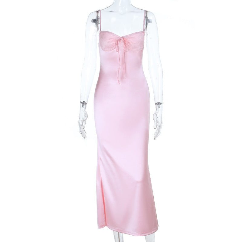 Damen Elegantes Maxikleid mit zartem Dekolleté und raffiniertem Bund Drune