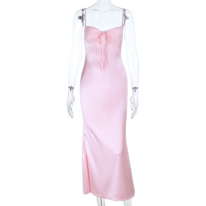 Damen Elegantes Maxikleid mit zartem Dekolleté und raffiniertem Bund Drune