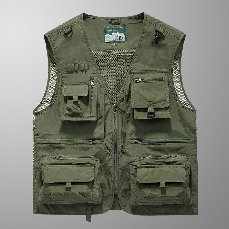 Herren Multifunktionale Outdoorweste mit Mesh‑Belüftung und Mehrfach‑Taschen Drune