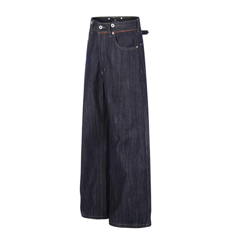 Damen Hochgeschnittene weite Denim-Palazzo-Jeans mit Five-Pocket-Schnitt Drune