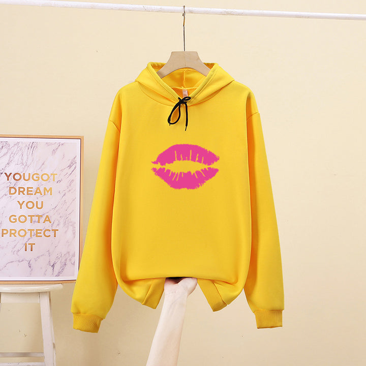 Damen Hoodie mit auffälligem Lippenmotiv Drune