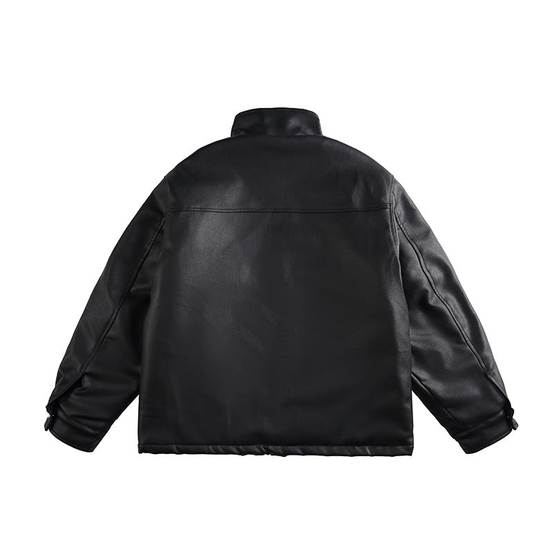Herren Boxy‑wattierte Utility‑Blousonjacke mit hohem Stehkragen und aufgesetzten Pattentaschen Drune