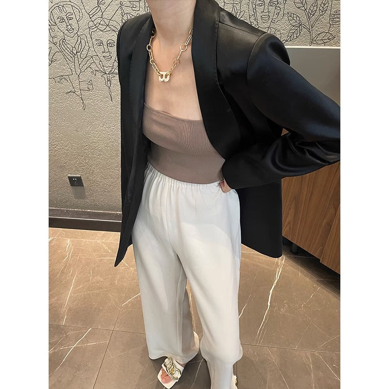 Damen Eleganter, taillierter Satinblazer Drune
