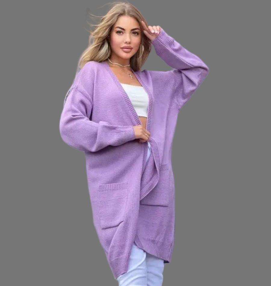 Damen Grobstrick-Cardigan mit großzügigen Taschen und offenem Schnitt Drune