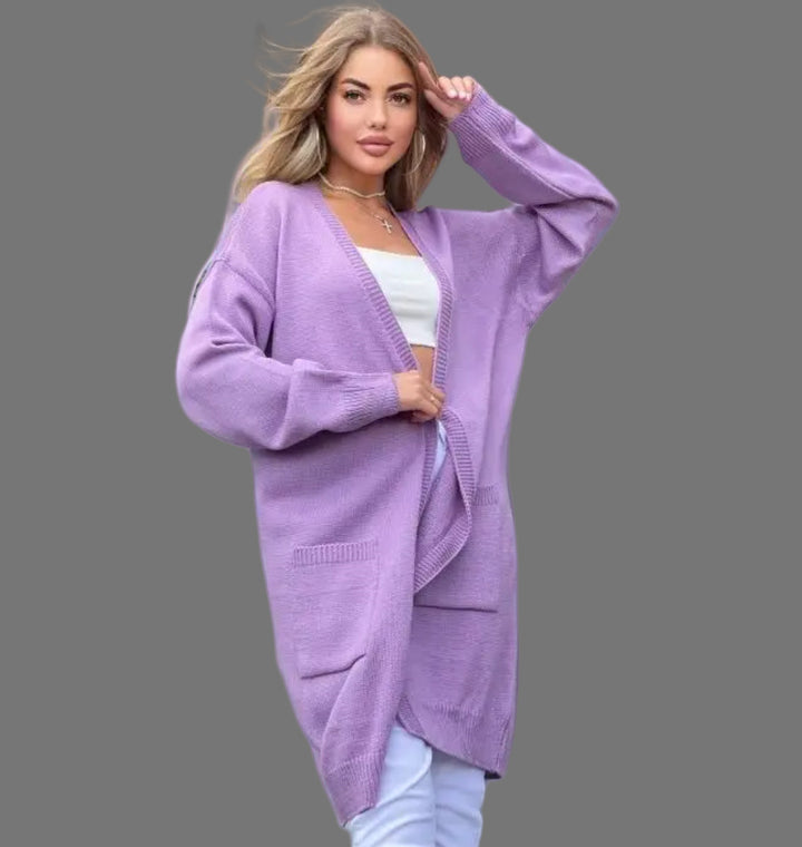 Damen Grobstrick-Cardigan mit großzügigen Taschen und offenem Schnitt Drune