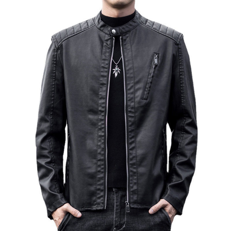 Herren Stilvolle Schnitte Kunstlederjacke Drune