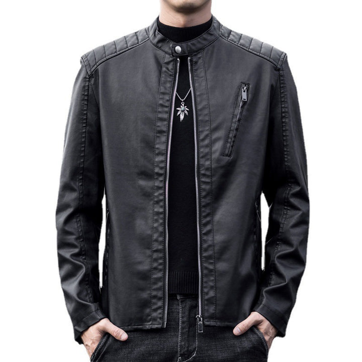 Herren Stilvolle Schnitte Kunstlederjacke Drune
