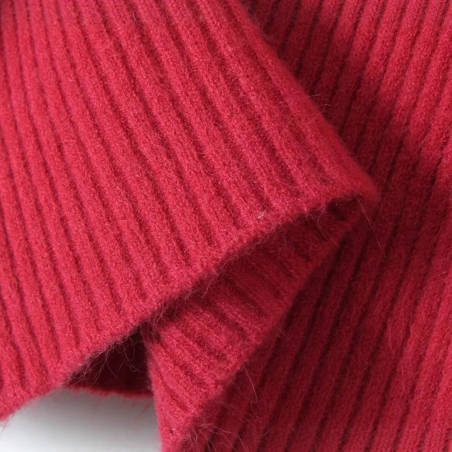 Damen Grobstrickpullover mit Stehkragen Drune