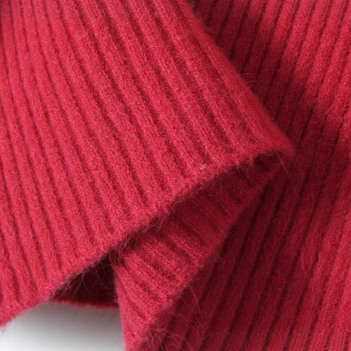 Damen Grobstrickpullover mit Stehkragen Drune