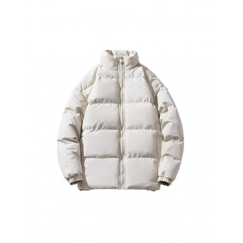 Unisex Leichte gesteppte Daunenoptik Pufferjacke mit Stehkragen und Zwei-Wege-Reißverschluss Drune
