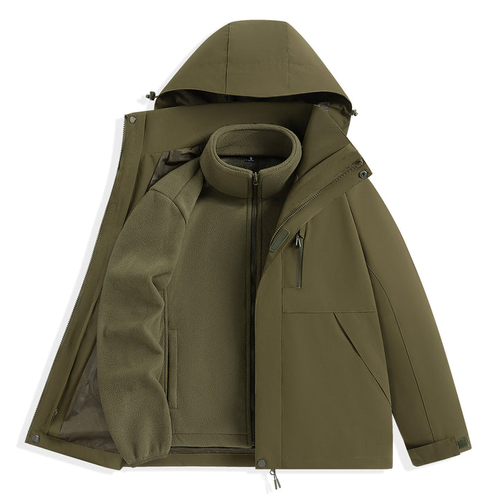 Herren zweilagiger Outdoorparka mit herausnehmbarer Fleece-Innenjacke und Kapuze Drune