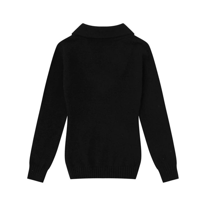 Damen Feinstrick-Pullover mit Schalkragen, V-Ausschnitt und Zierknöpfen Drune