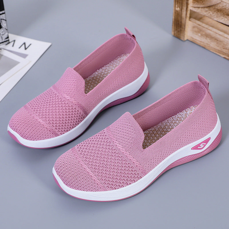 Damen nan eleganter Strick-Slipper mit verstärkter Zehenkappe, flexibler Dämpfungsplattform und Zuglasche Drune