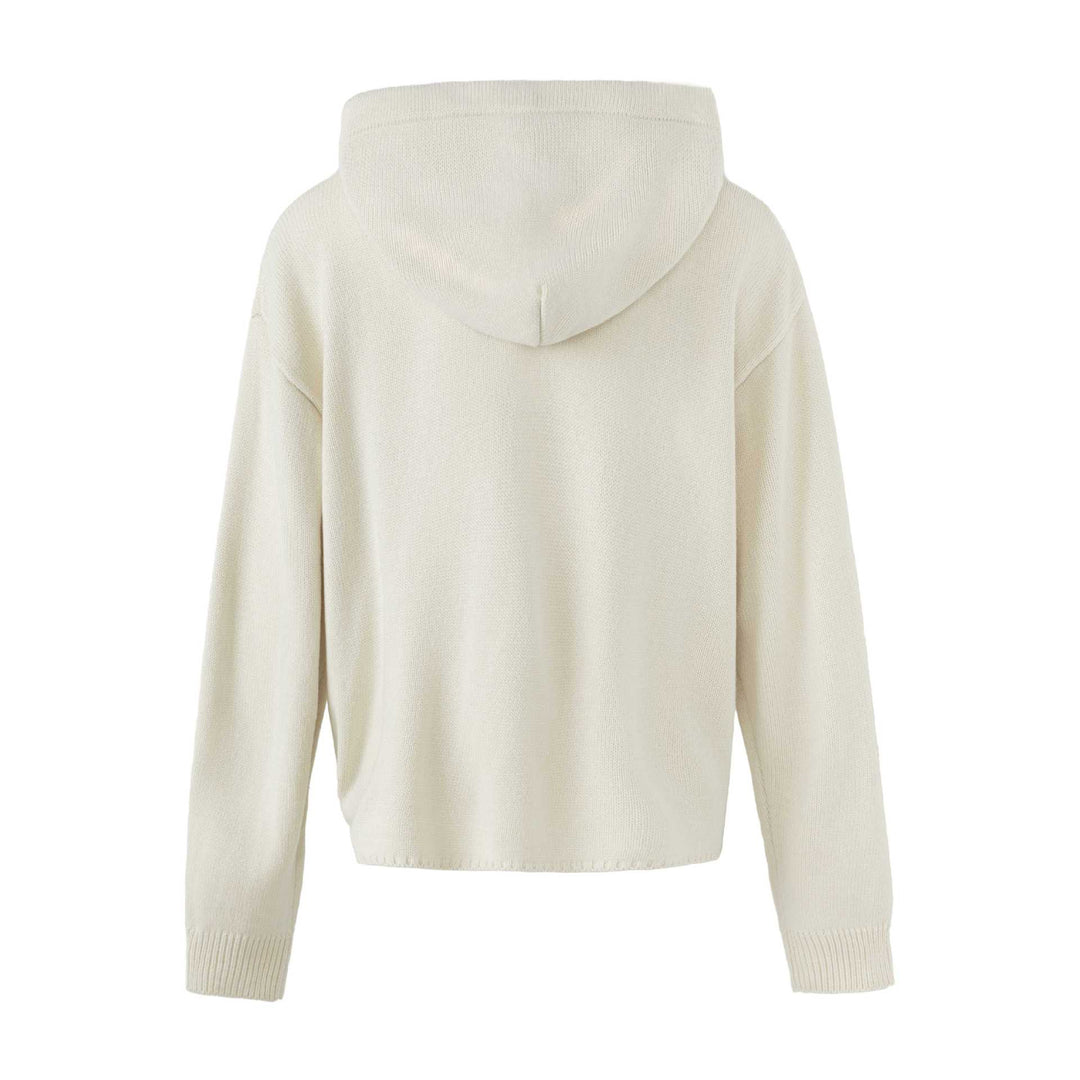 Damen Kapuzen-Strickjacke mit militärischen Zierknöpfen und Reißverschluss Drune