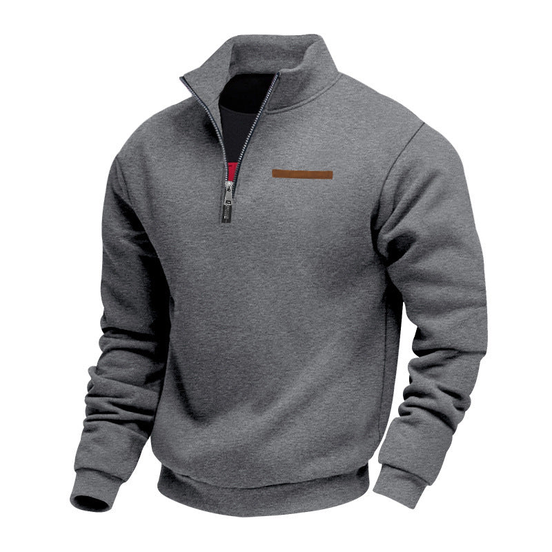 Herren nan Halbzip-Sweatshirt aus schwerem Fleece mit Stehkragen und verdeckter Brusttasche Drune