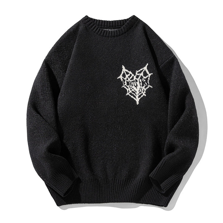 Unisex Oversize Strickpullover mit Logointarsie, Rundhals und gerippten Bündchen Drune