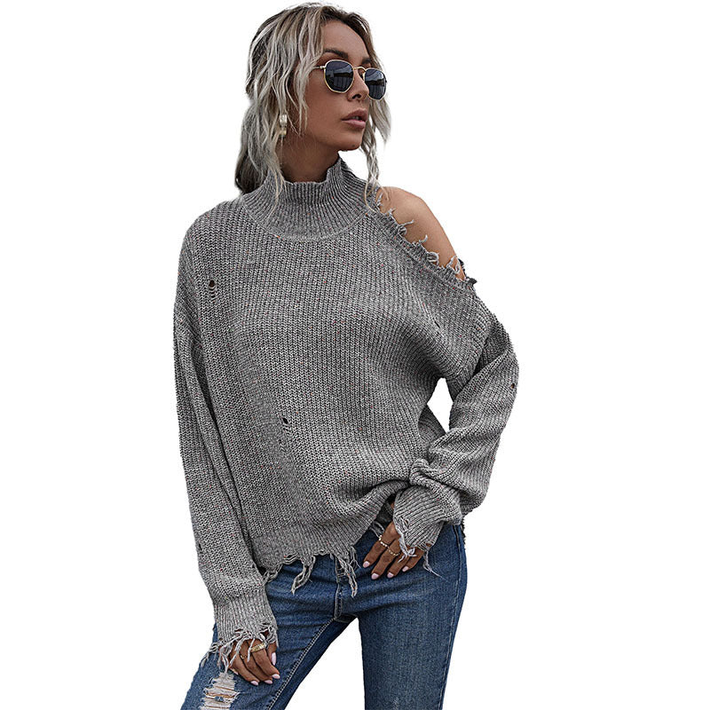 Damen Lässiger Oversized Pullover mit Fransen Drune