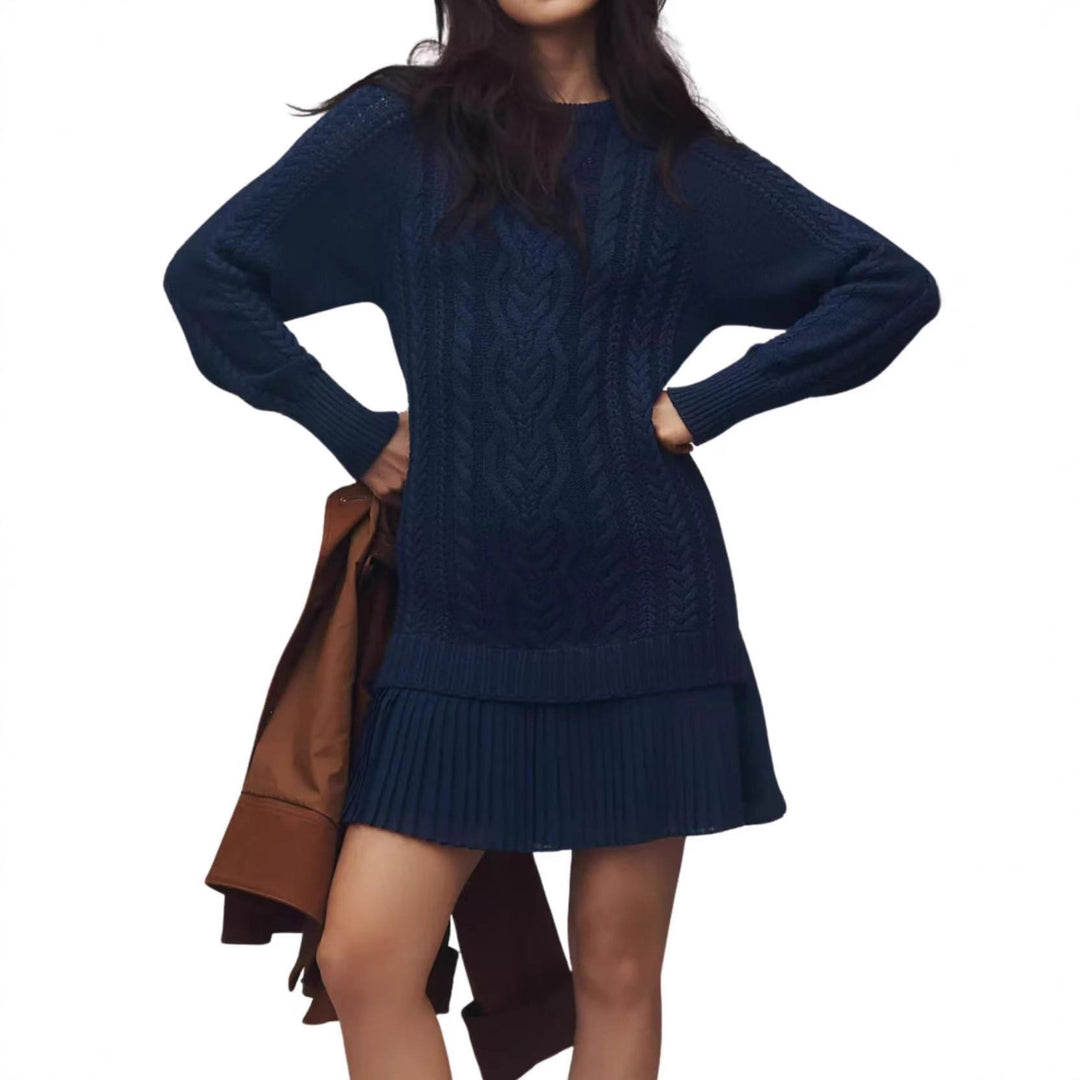 Damen nan Kabelstrick-Pullover mit Tunika-Schnitt, Zopfmuster und Rippbündchen Drune